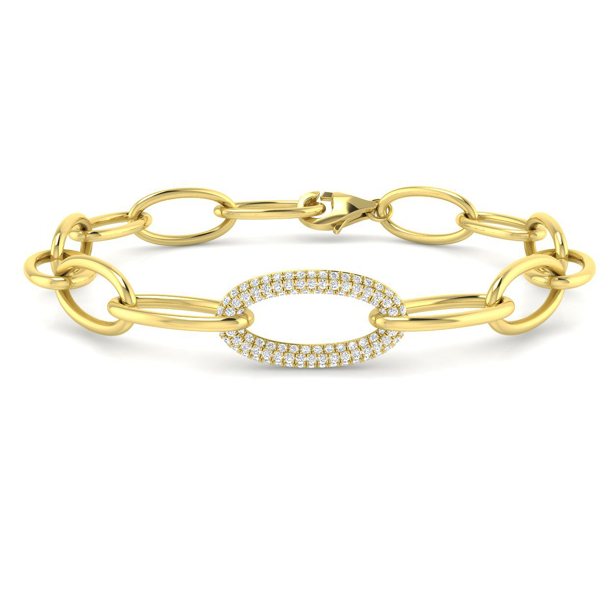 0.28ct Natural Diamond Paper Clip Bracelet in 9K Yellow Gold
