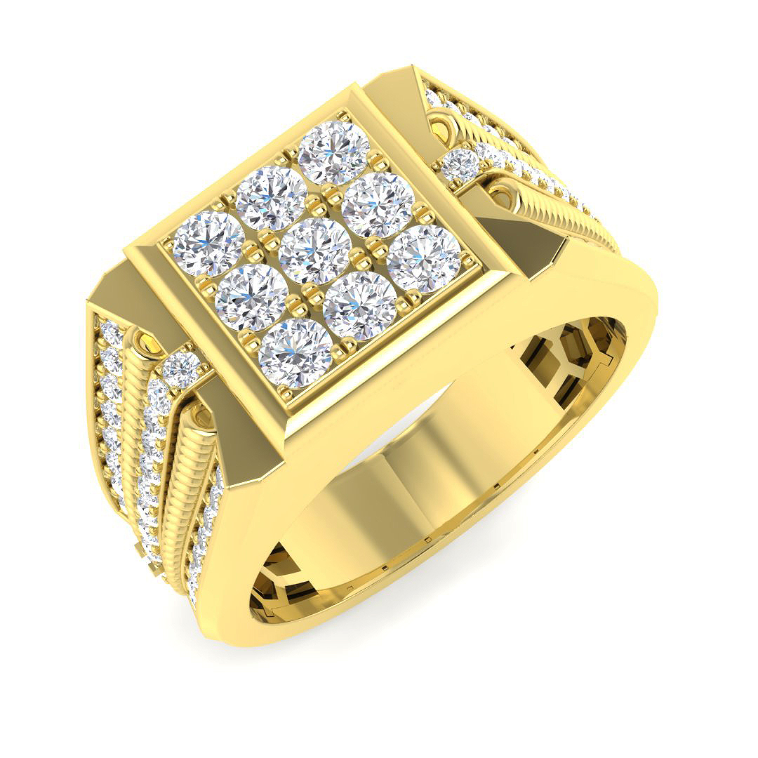 1.41ct Lab-Grown Diamond Signet Ring in 9K Yellow Gold