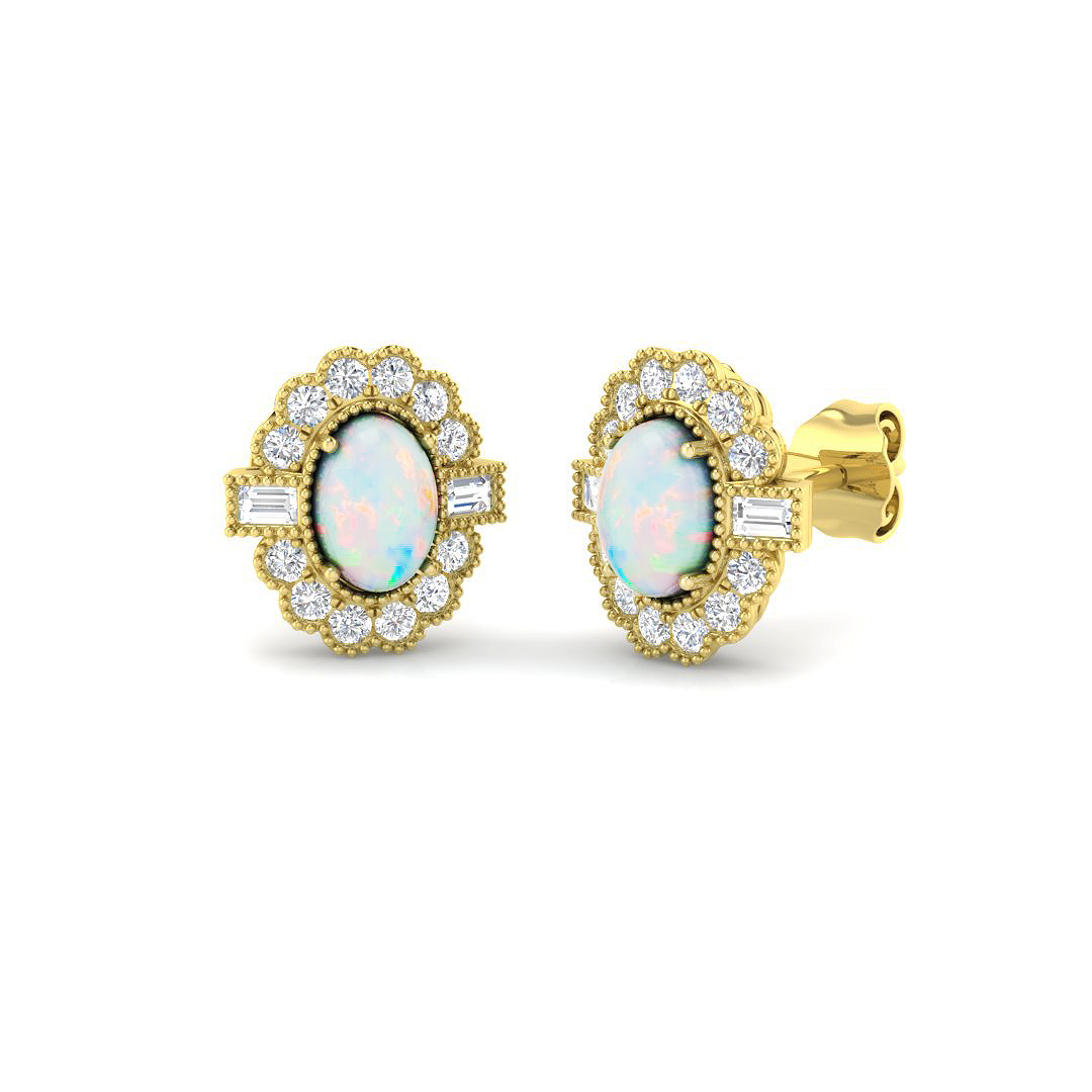 Halo Earrings in 9K Yellow Gold