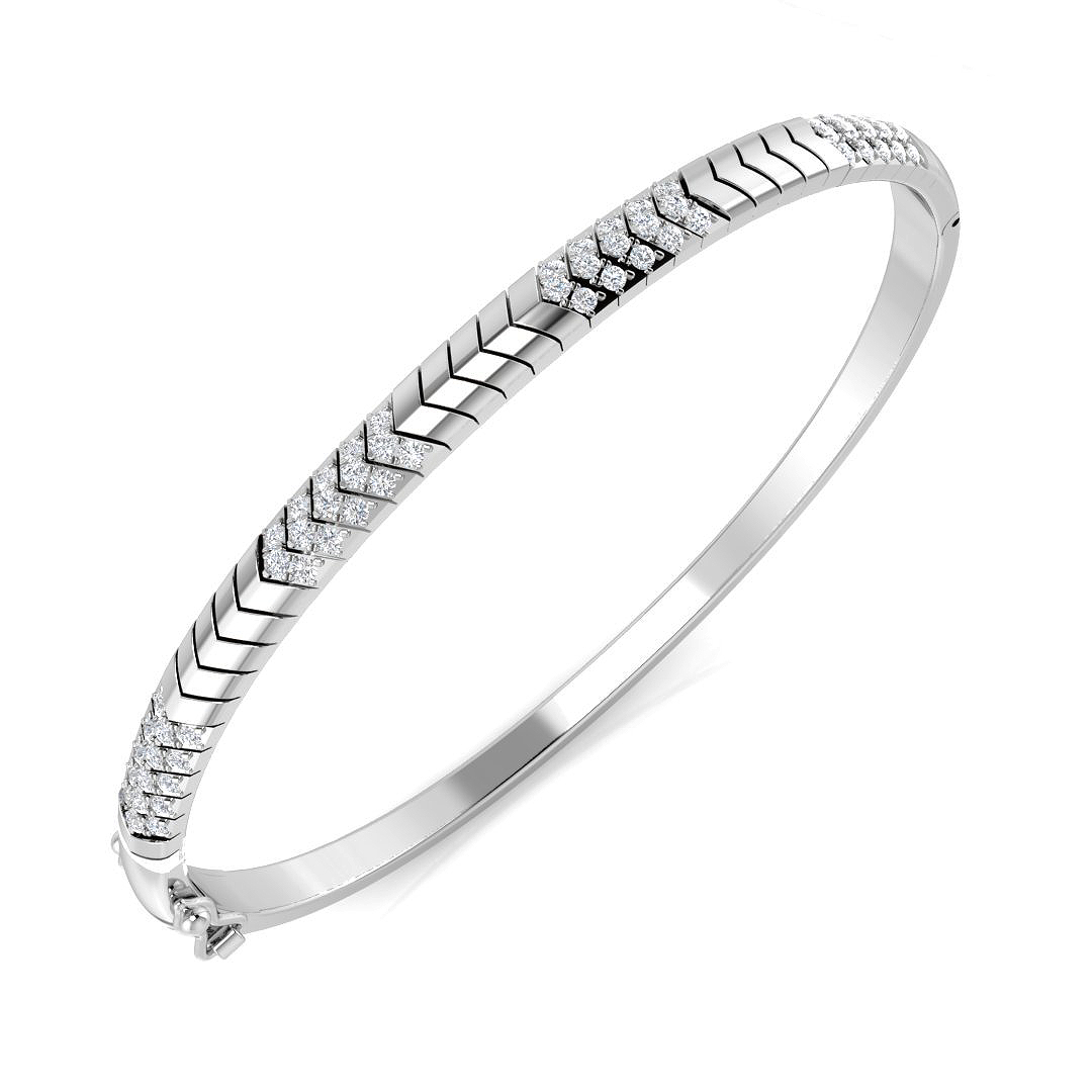 0.70ct Natural Diamond Fancy Bangle in 18K White Gold