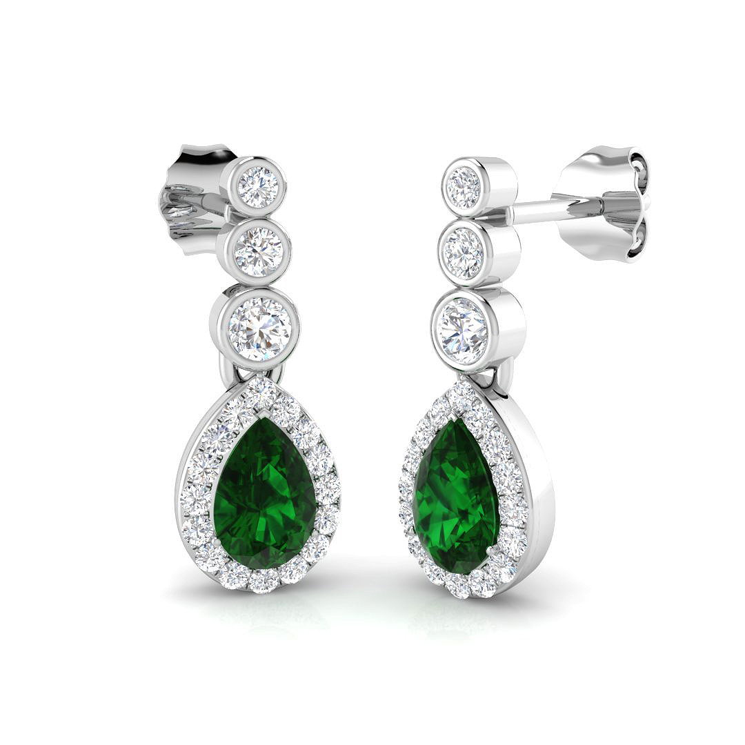 Emerald Earrings in 9K White Gold