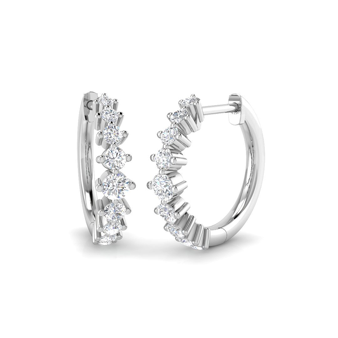 0.45ct Natural Diamond Hoops Earrings in 9K White Gold