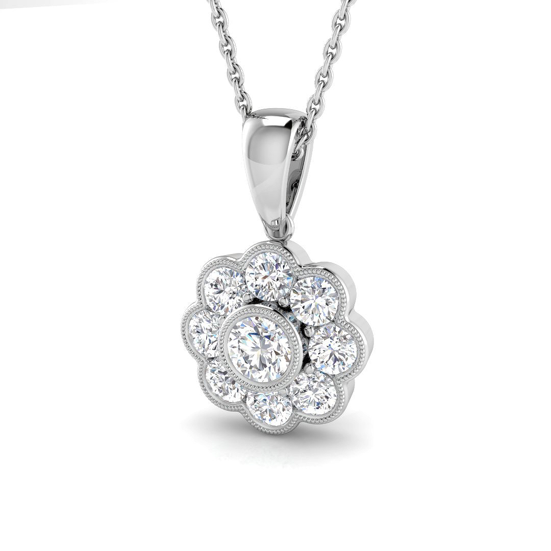 1.03ct Lab-Grown Diamond Vintage Pendant in 9K White Gold