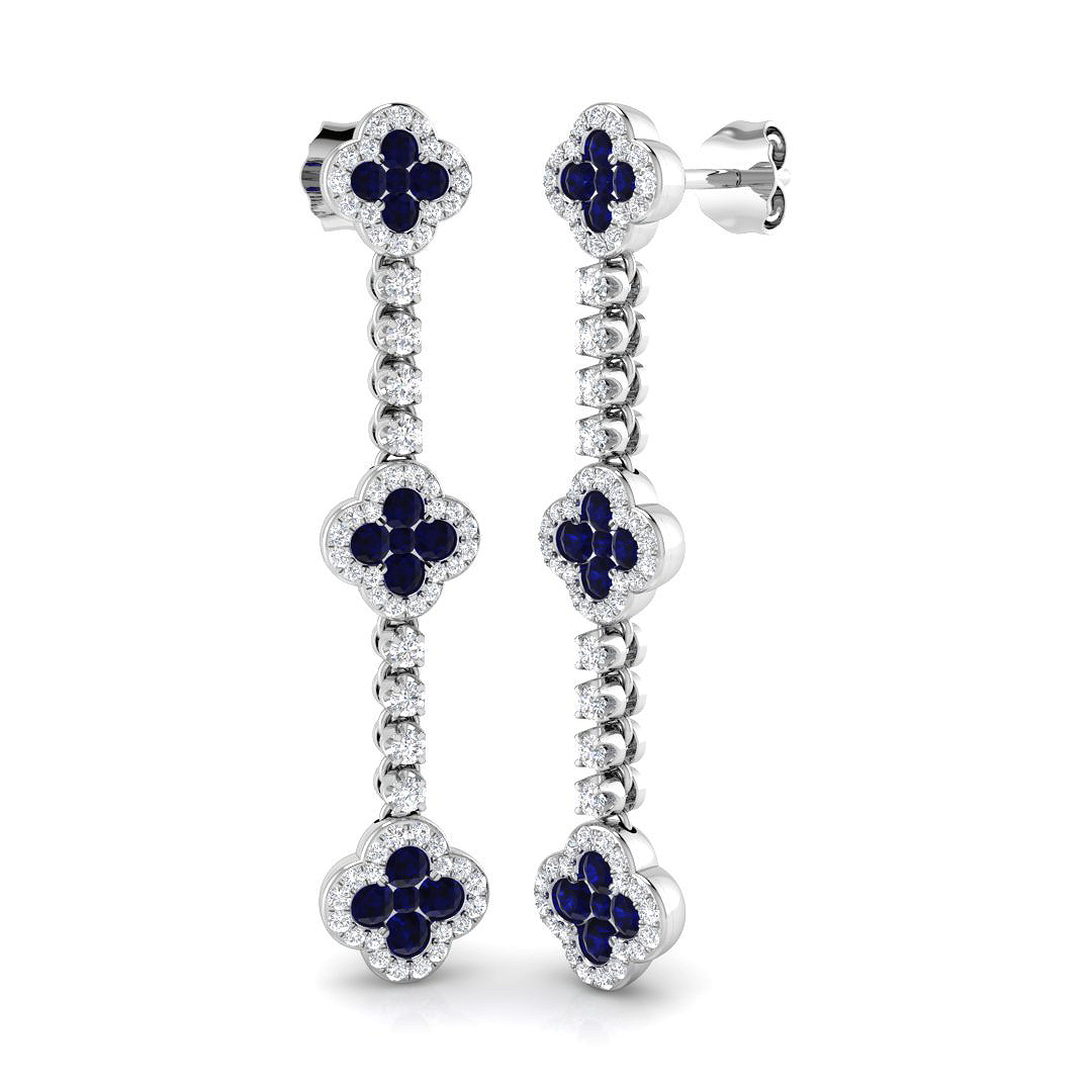 Blue Sapphire Earrings in 18K White Gold