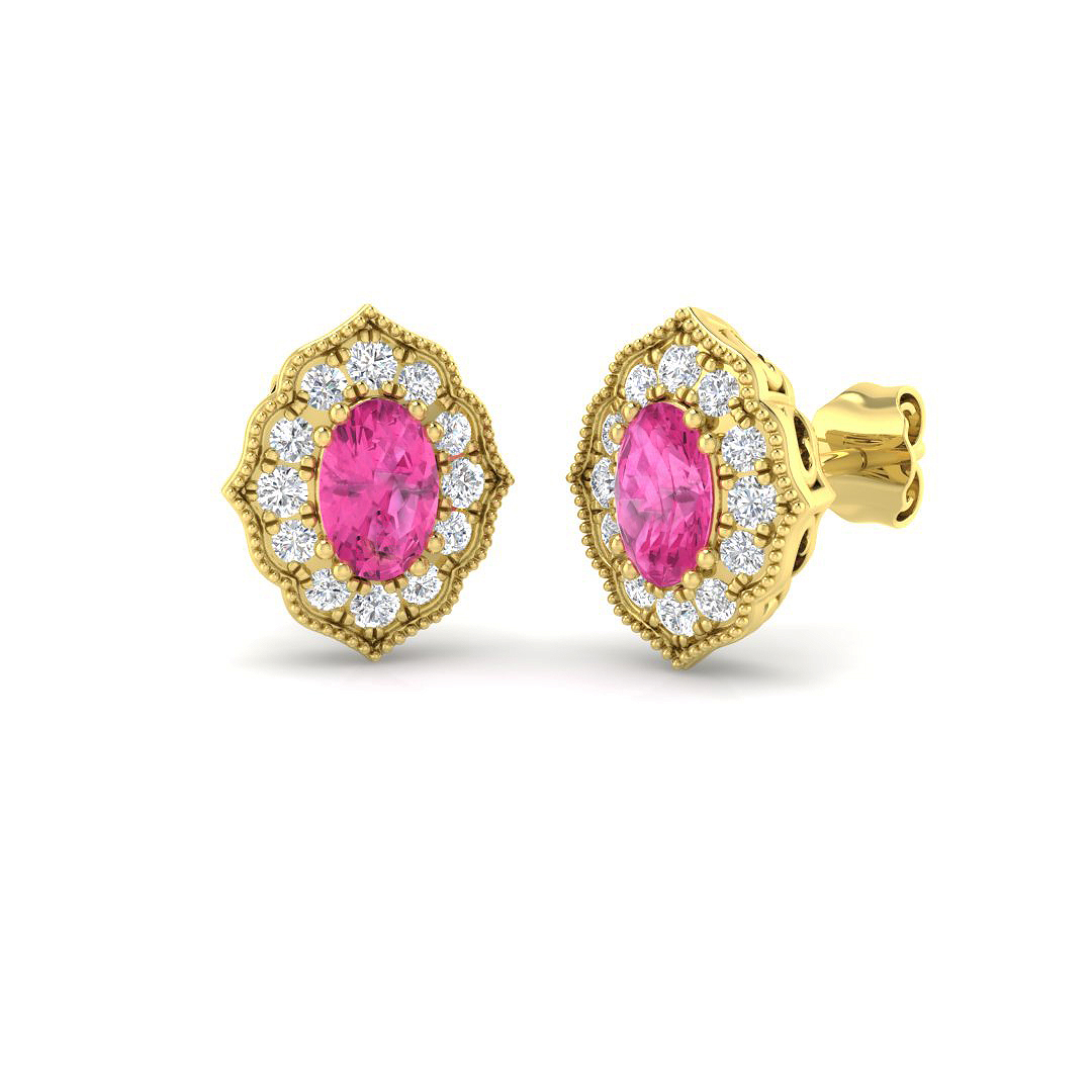 Halo Earrings in 9K Yellow Gold