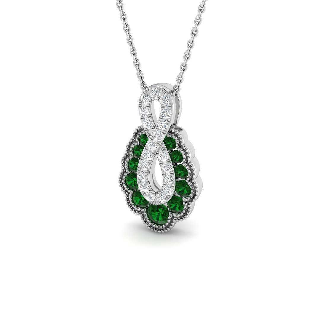 Emerald Pendant in 9K White Gold
