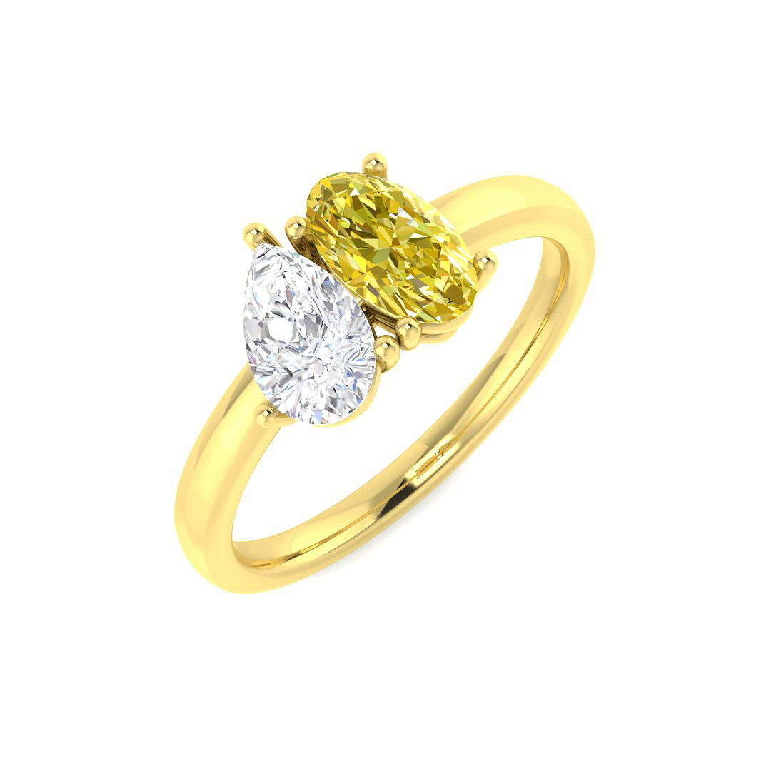 1.06ct Natural Diamond 2 Stone Ring in 9K Yellow Gold