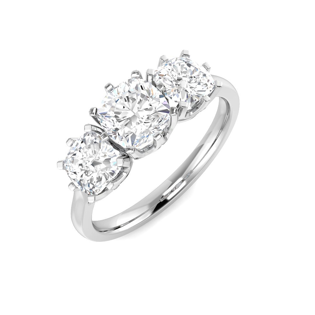 2.08ct Natural Diamond 3 Stone Ring in Platinum Platinum