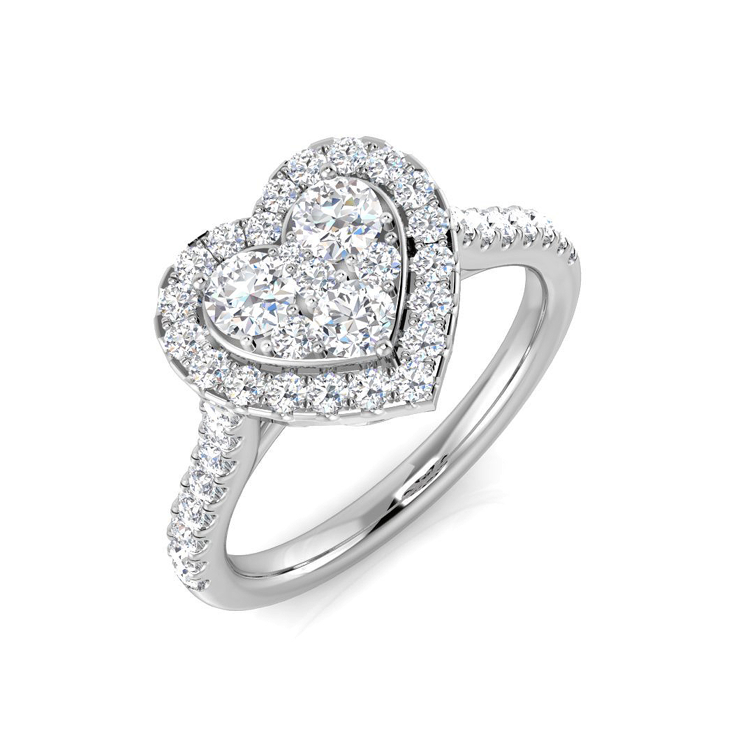 0.74ct Natural Diamond Cluster Ring in 9K White Gold