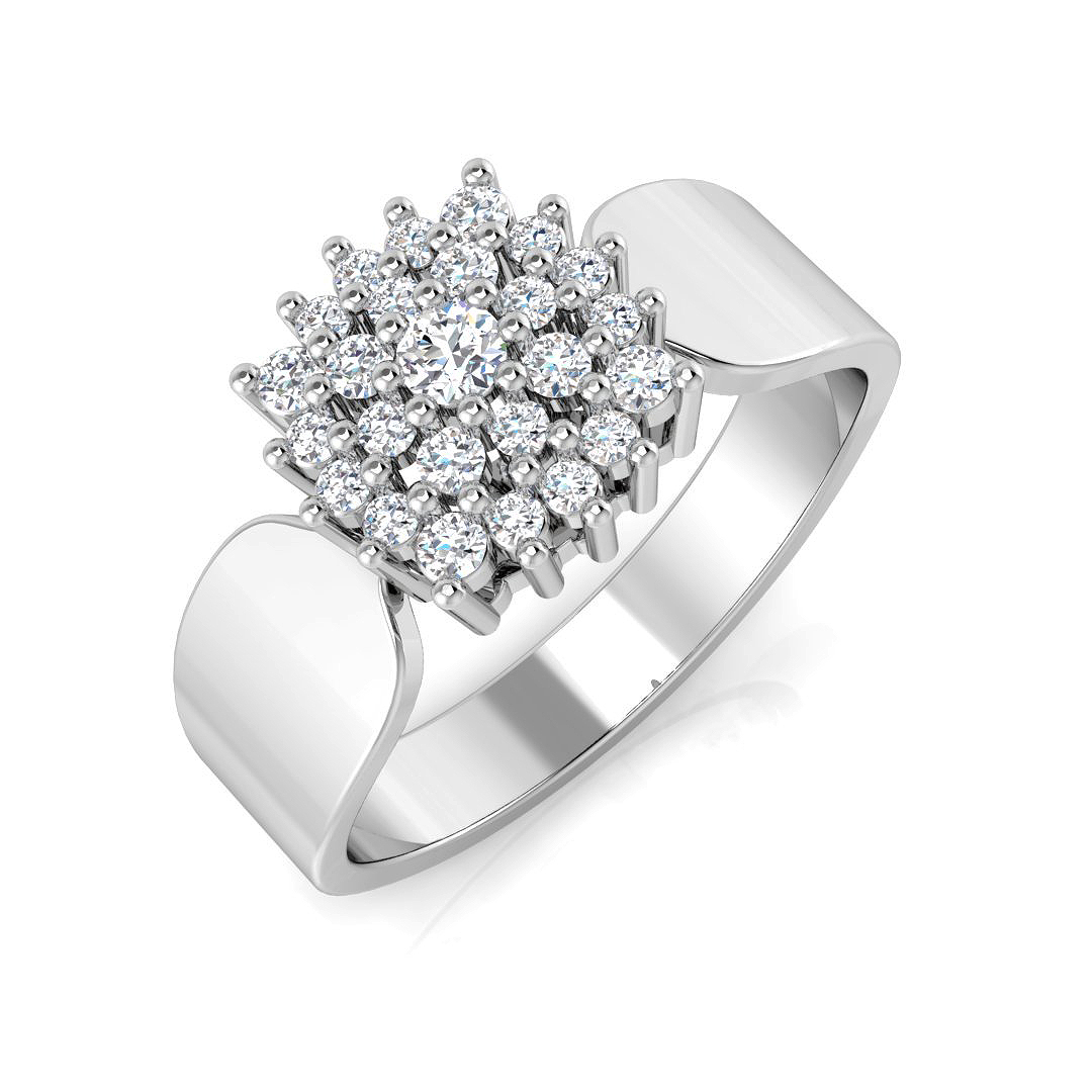 0.25ct Natural Diamond Cluster Ring in 14K White Gold