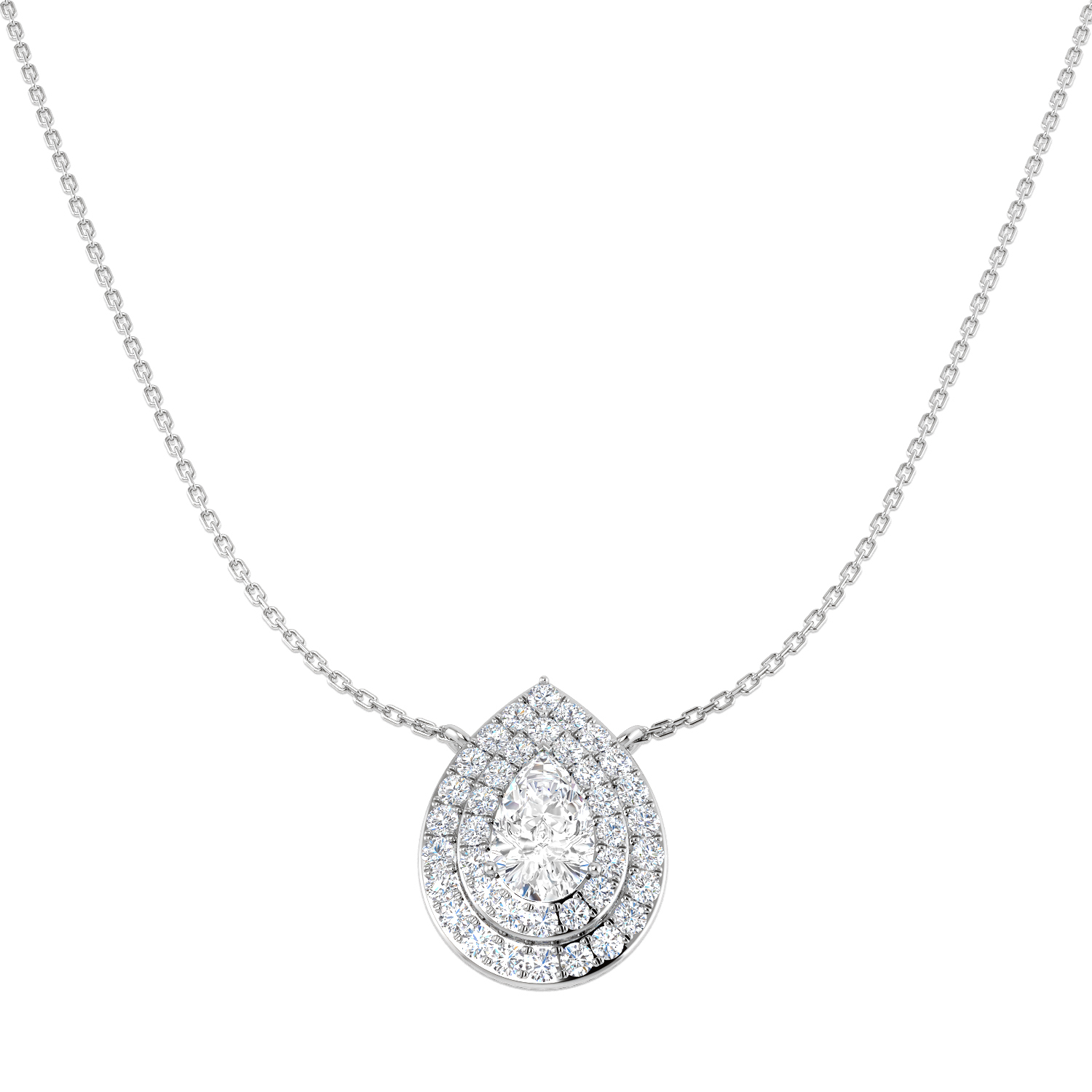 0.92ct Lab-Grown Diamond Halo Necklace in 9K White Gold