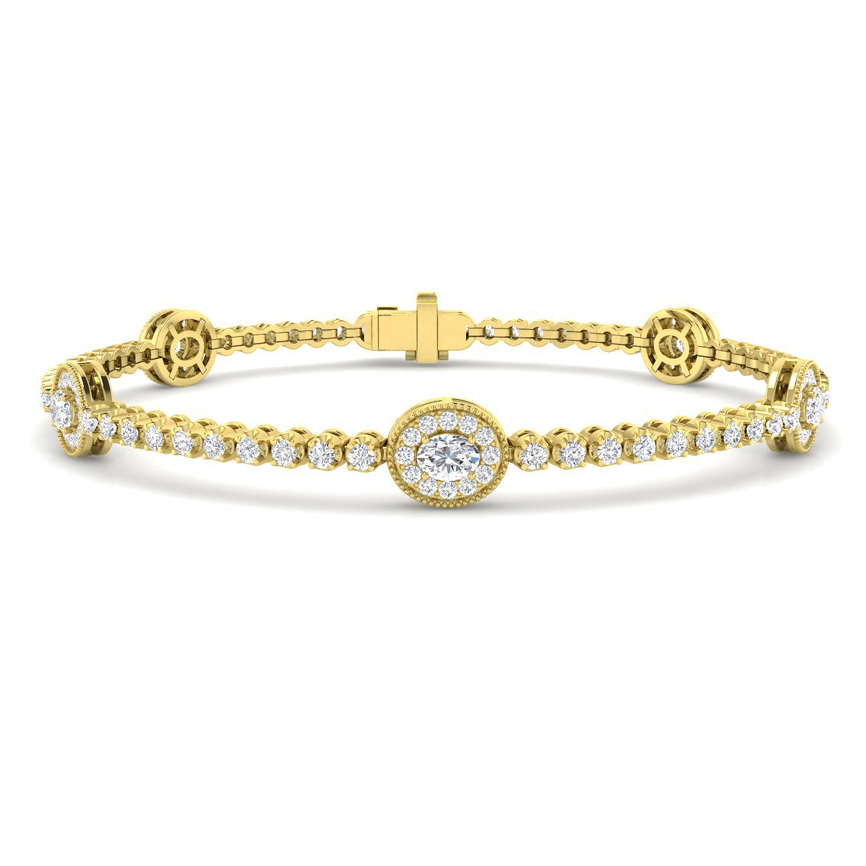 2.03ct Lab-Grown Diamond Tennis Bracelet in 9K Yellow Gold