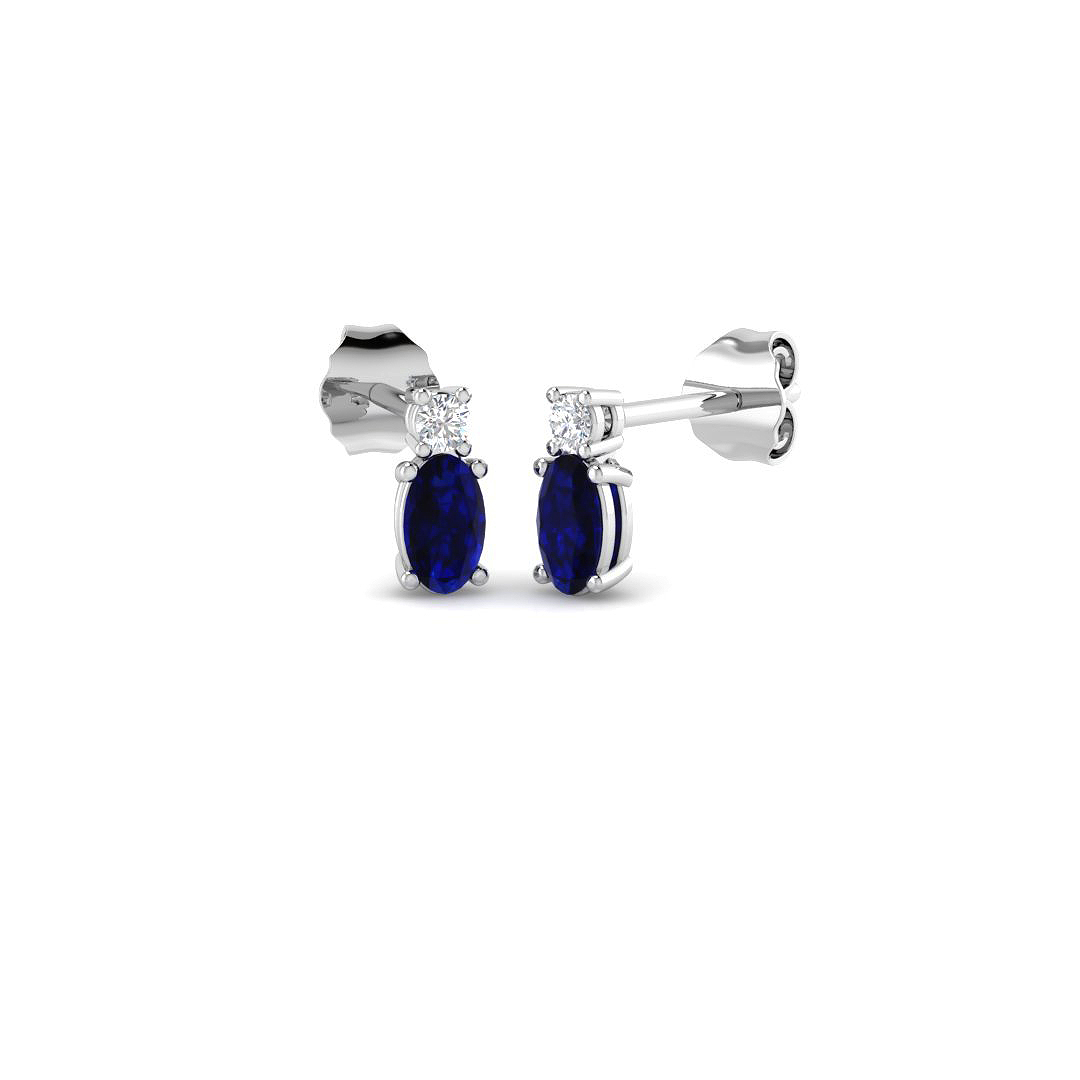 Blue Sapphire Earrings in 9K White Gold