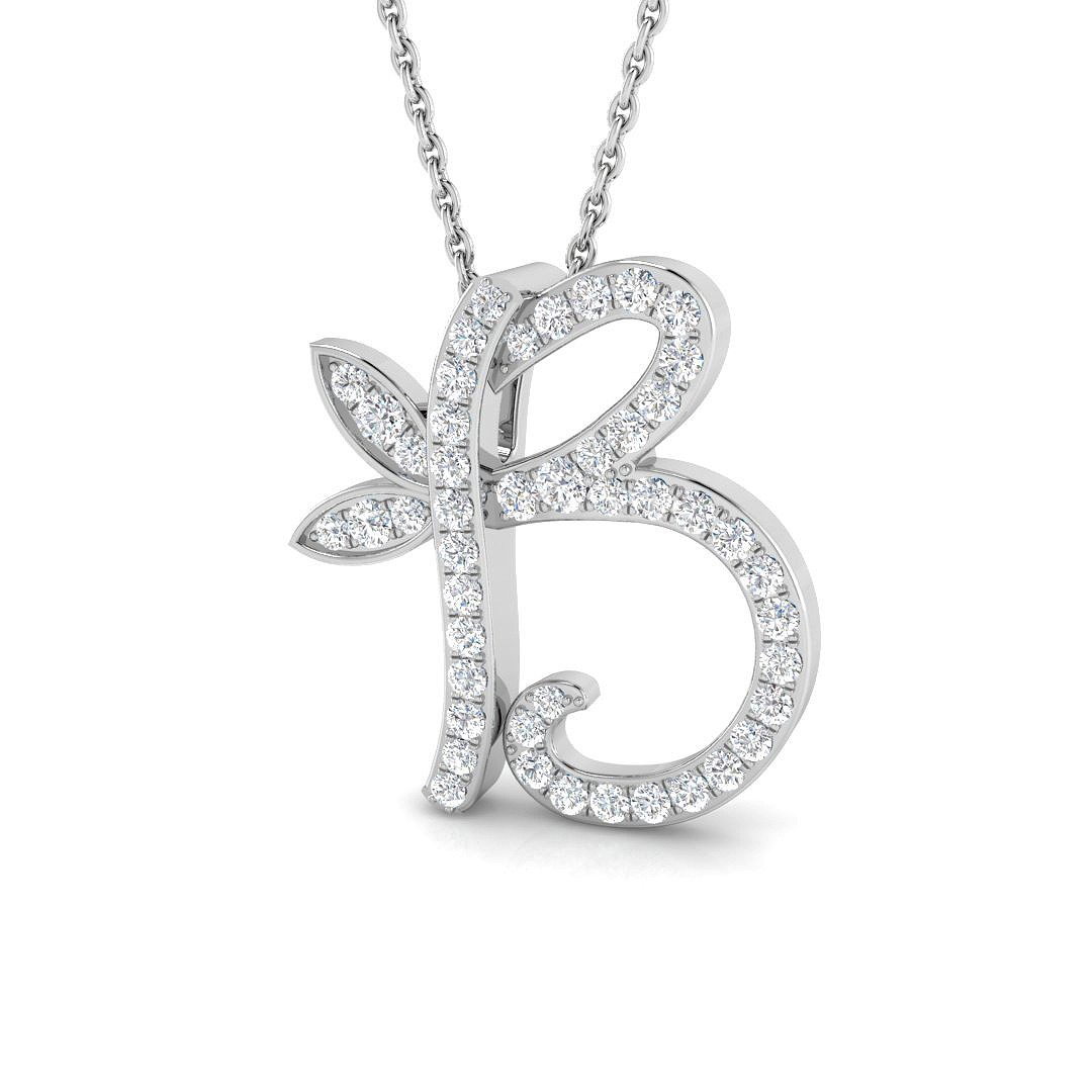 0.33ct Natural Diamond Initials Pendant in 9K White Gold
