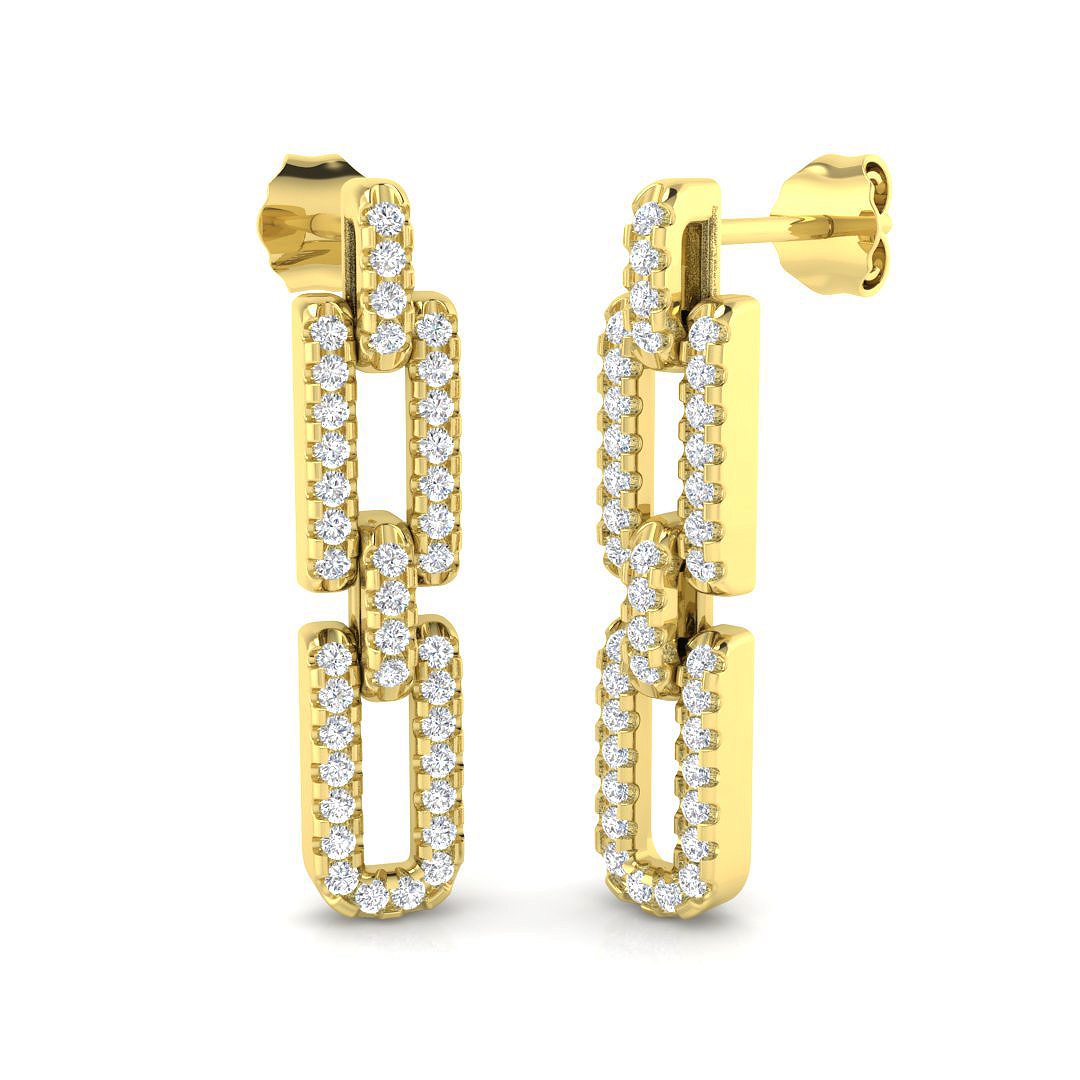 0.52ct Lab-Grown Diamond Drop & Trilogy Earrings in 9K Yellow Gold