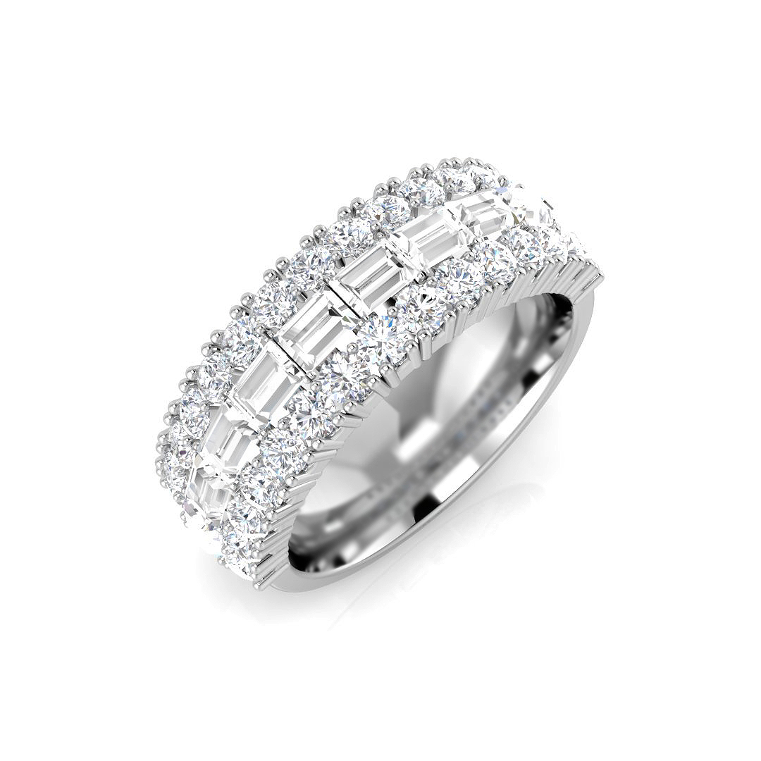 2.25ct Natural Diamond Baguette & Brilliant Ring in 9K White Gold
