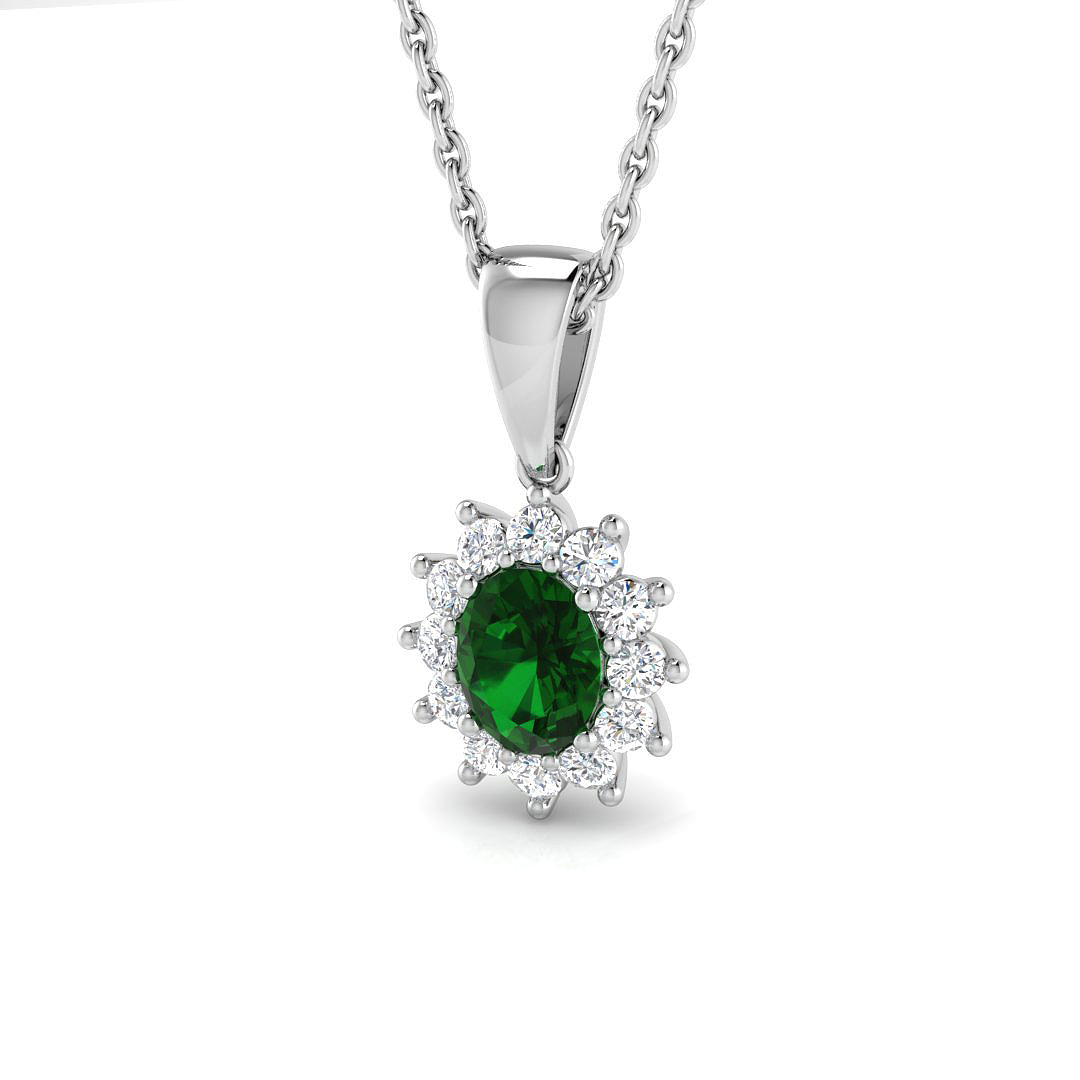 Emerald Pendant in 9K White Gold