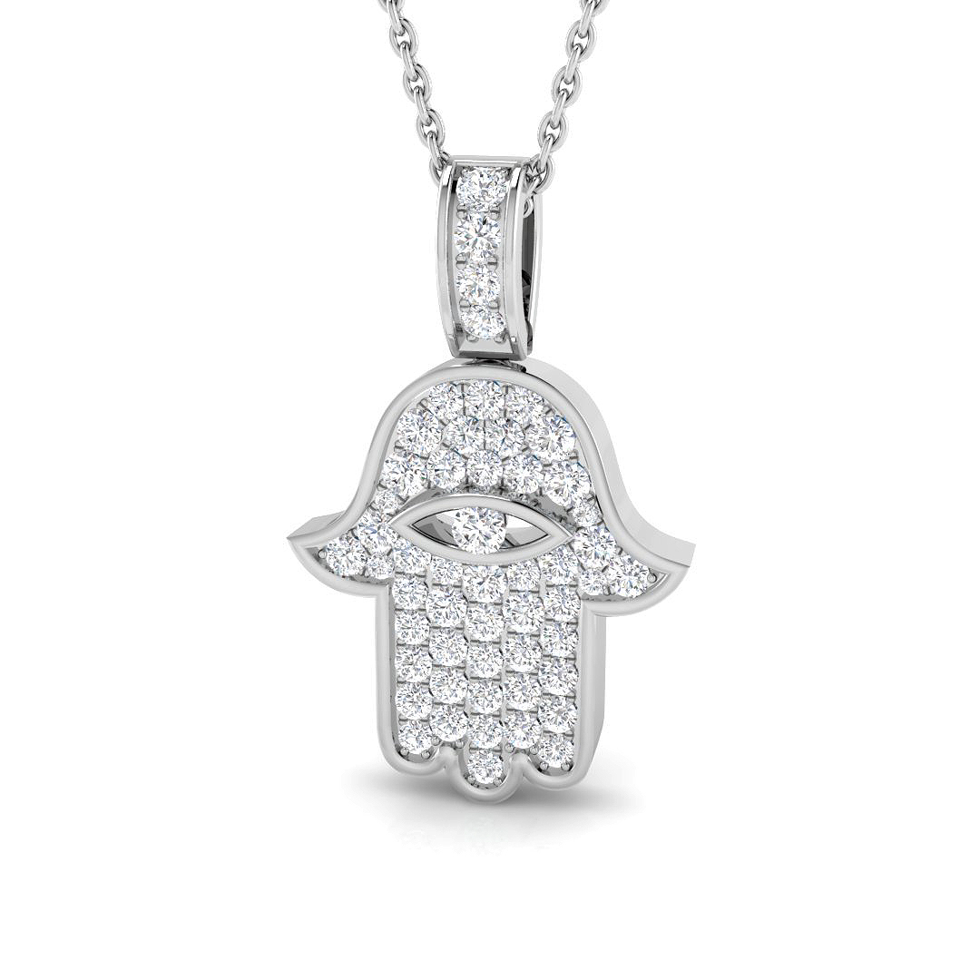 0.59ct Lab-Grown Diamond Religious Pendant in 9K White Gold