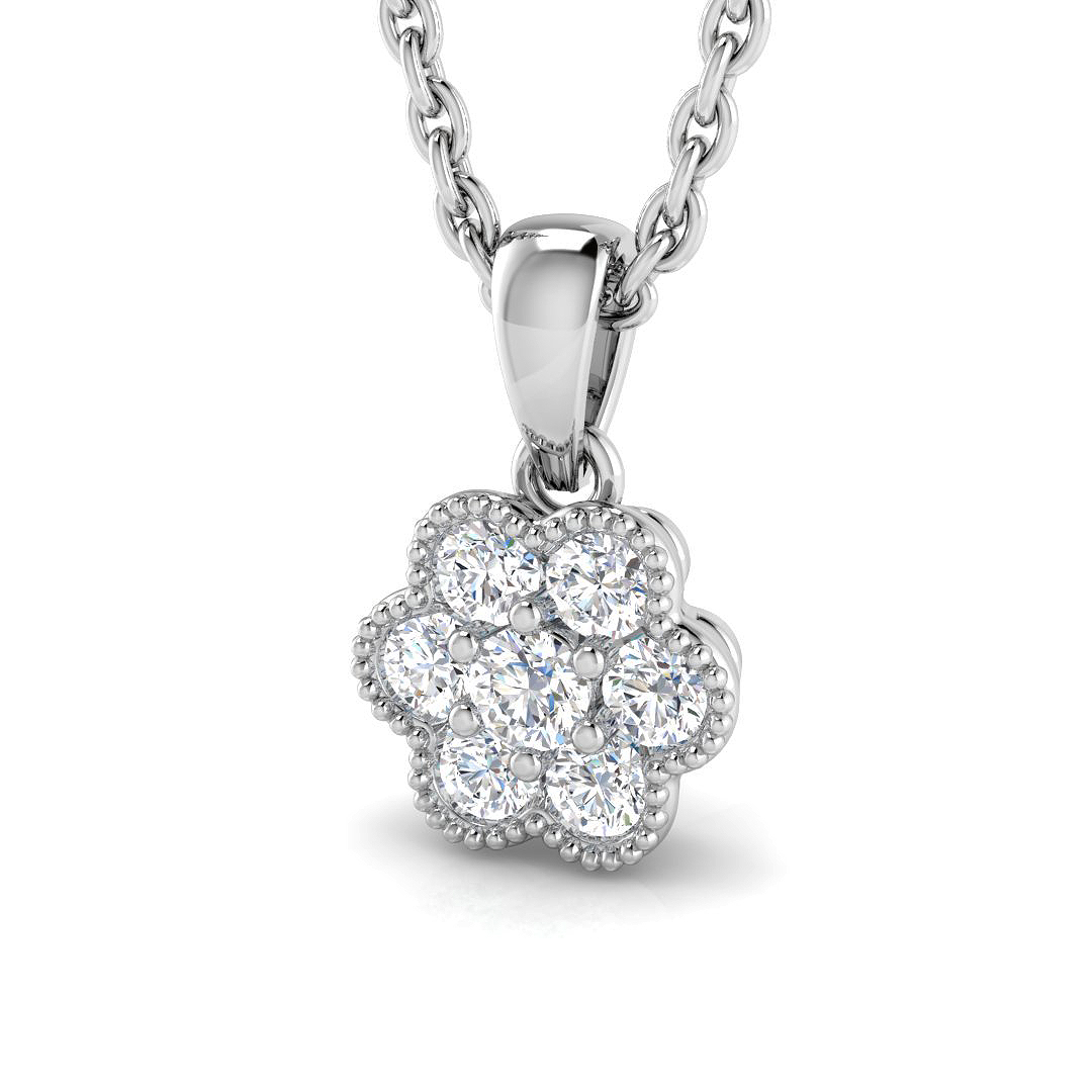 0.14ct Natural Diamond Vintage Pendant in 18K White Gold