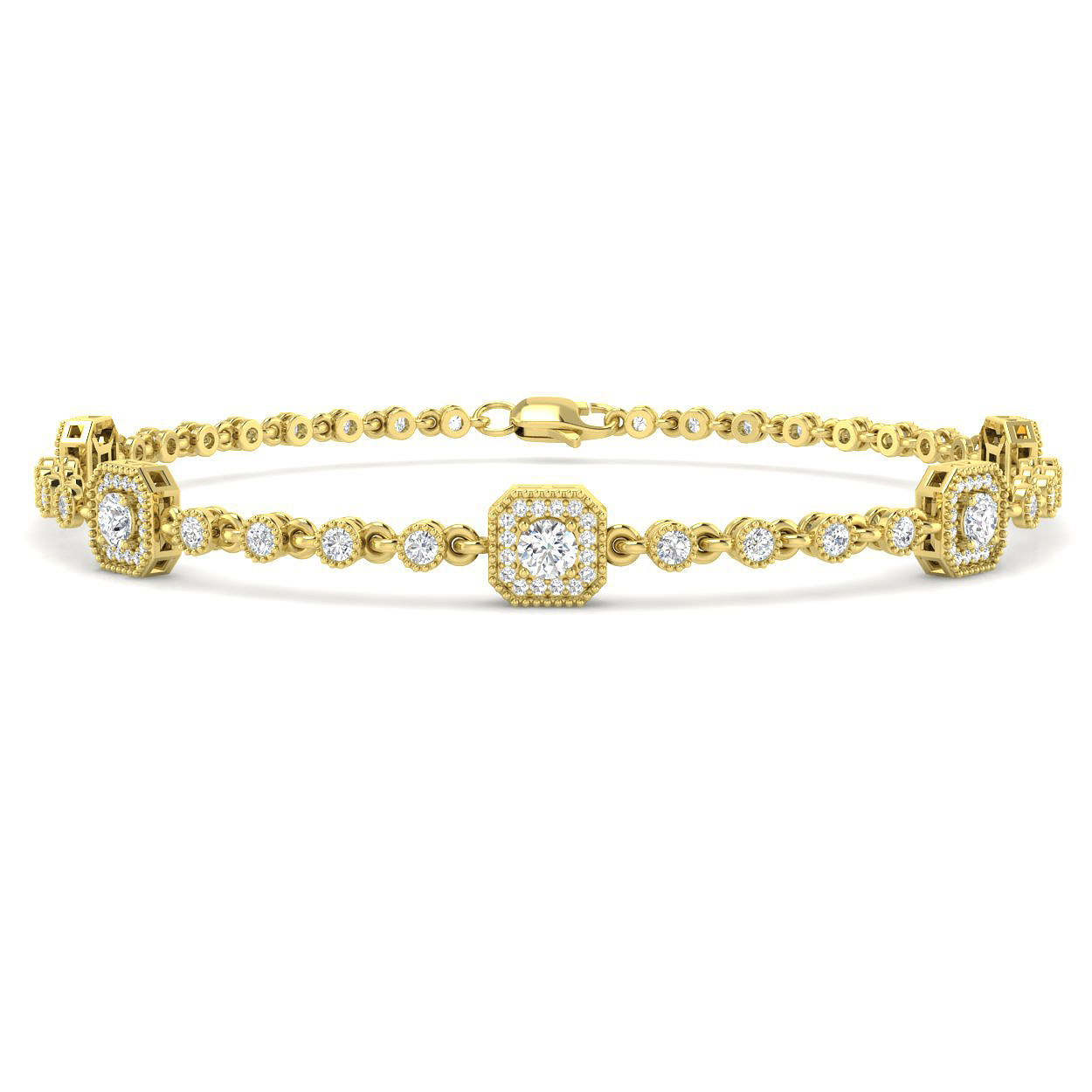 1.56ct Natural Diamond Tennis Bracelet in 9K Yellow Gold