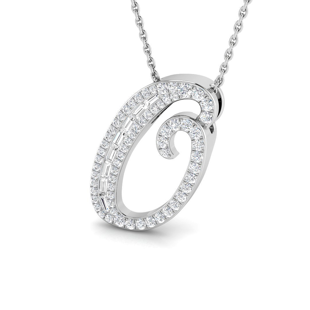 0.37ct Natural Diamond Initials Pendant in 9K White Gold