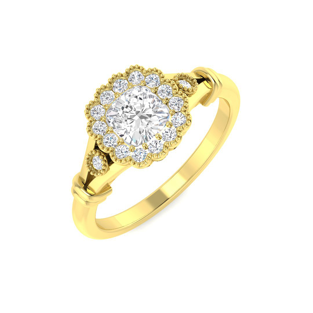 0.88ct Natural Diamond Vintage Ring in 9K Yellow Gold