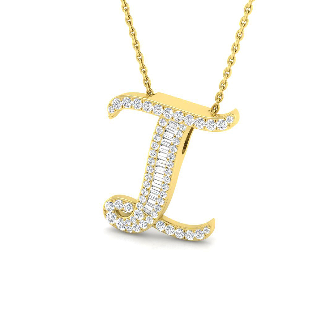 0.34ct Natural Diamond Initials Pendant in 9K Yellow Gold