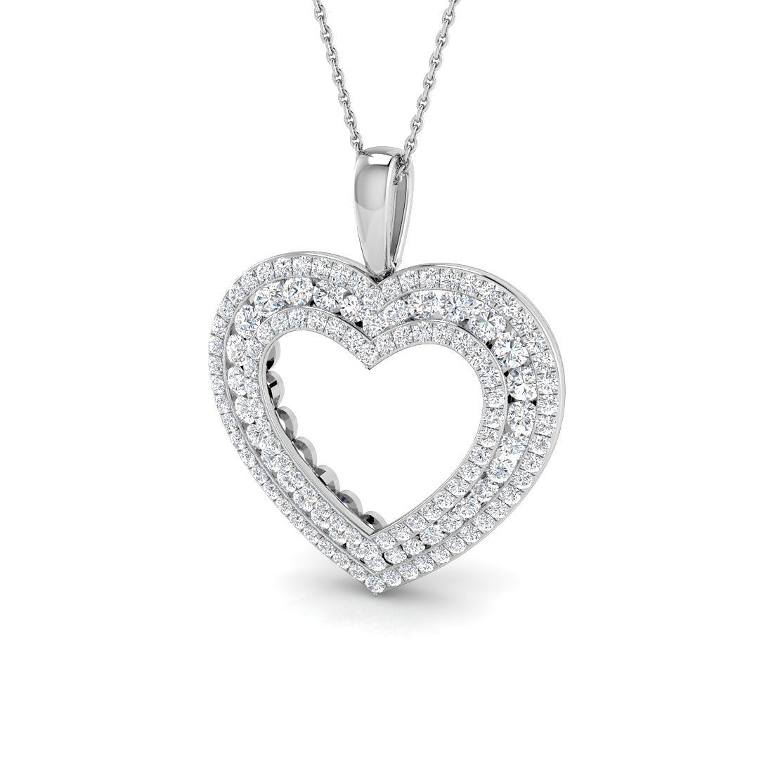 1.99ct Natural Diamond Heart Pendant in 9K White Gold