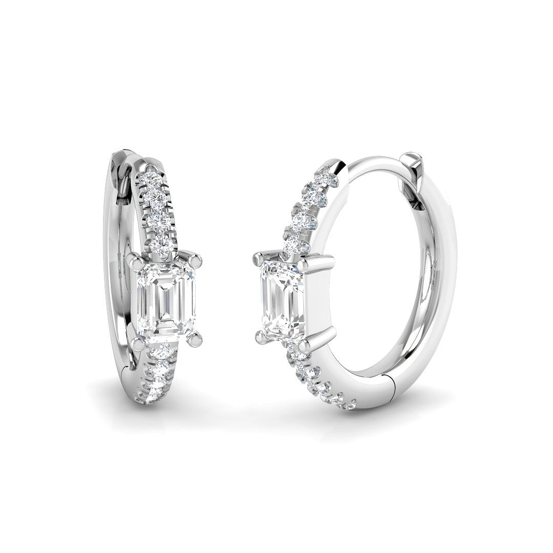 0.48ct Natural Diamond Hoops Earrings in 18K White Gold