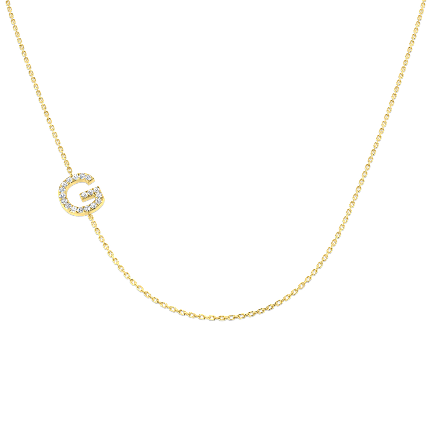 0.14ct Natural Diamond Initials Necklace in 9K Yellow Gold