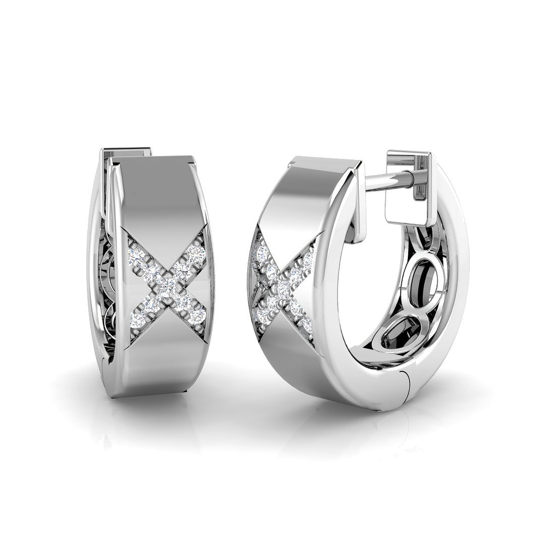 0.05ct Natural Diamond Hoop Earrings in 18K White Gold