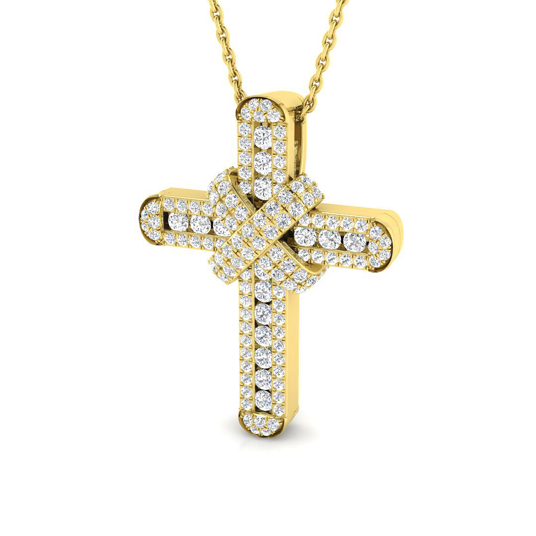 0.68ct Natural Diamond Cross Cross Pendant in 9K Yellow Gold