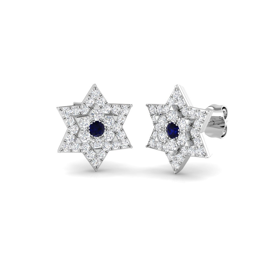 Blue Sapphire Earrings in 9K White Gold