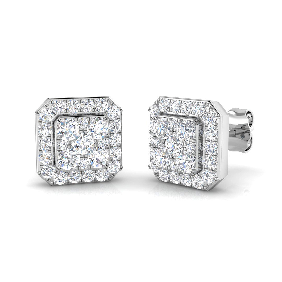 0.83ct Natural Diamond Cluster Earrings in 9K White Gold
