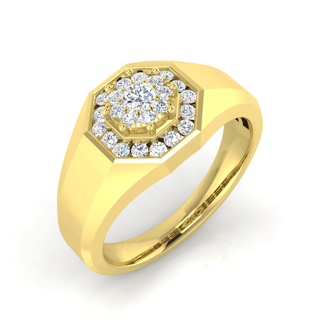 0.48ct Natural Diamond Signet Ring in 9K Yellow Gold