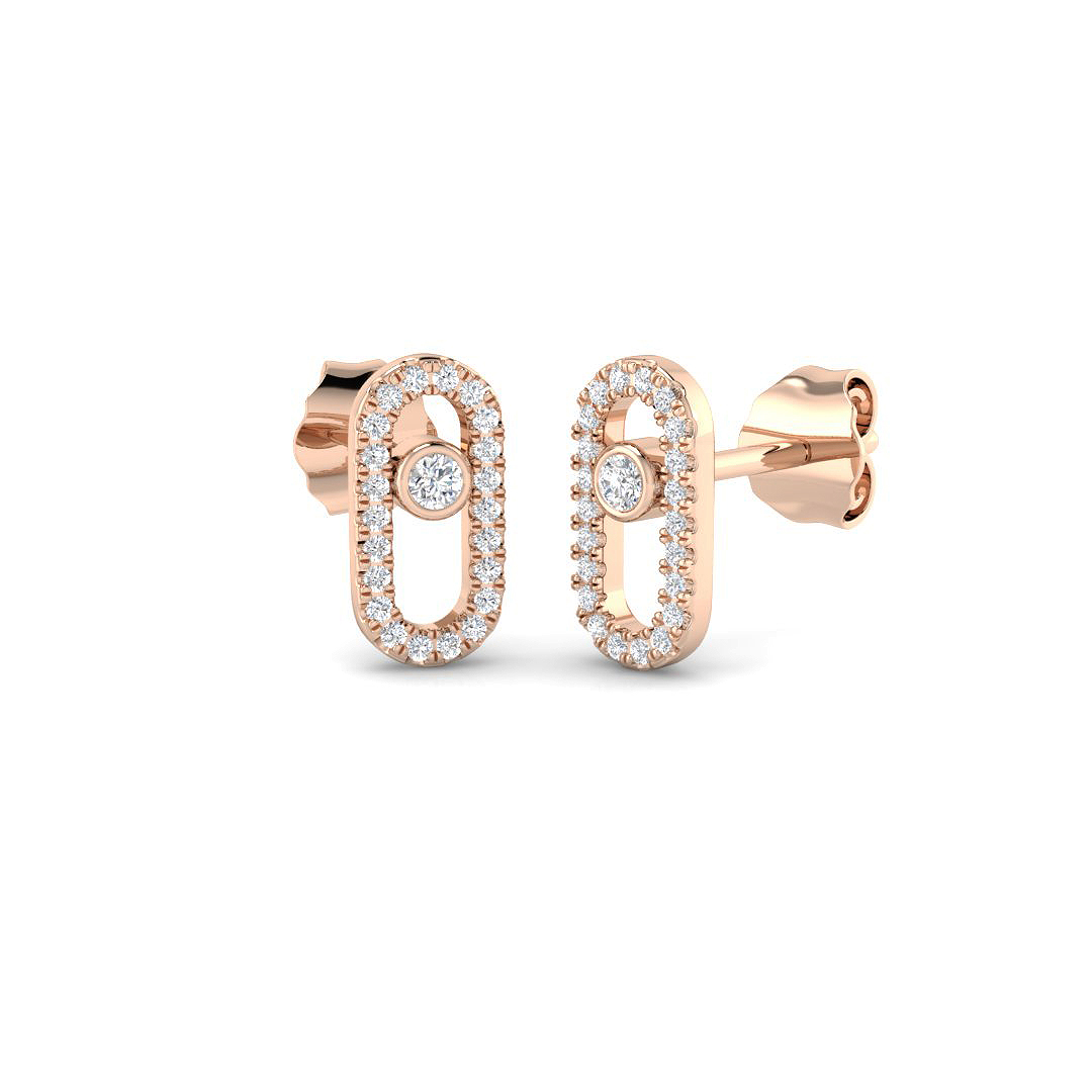 0.15ct Lab-Grown Diamond Paper Clip Earrings in 18K Rose Gold