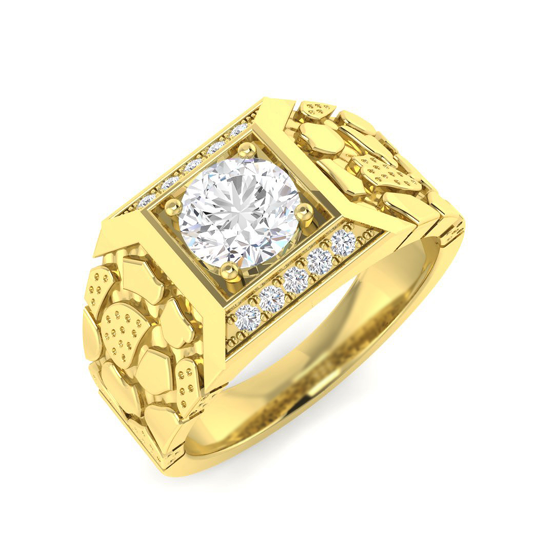1.18ct Lab-Grown Diamond Signet Ring in 9K Yellow Gold