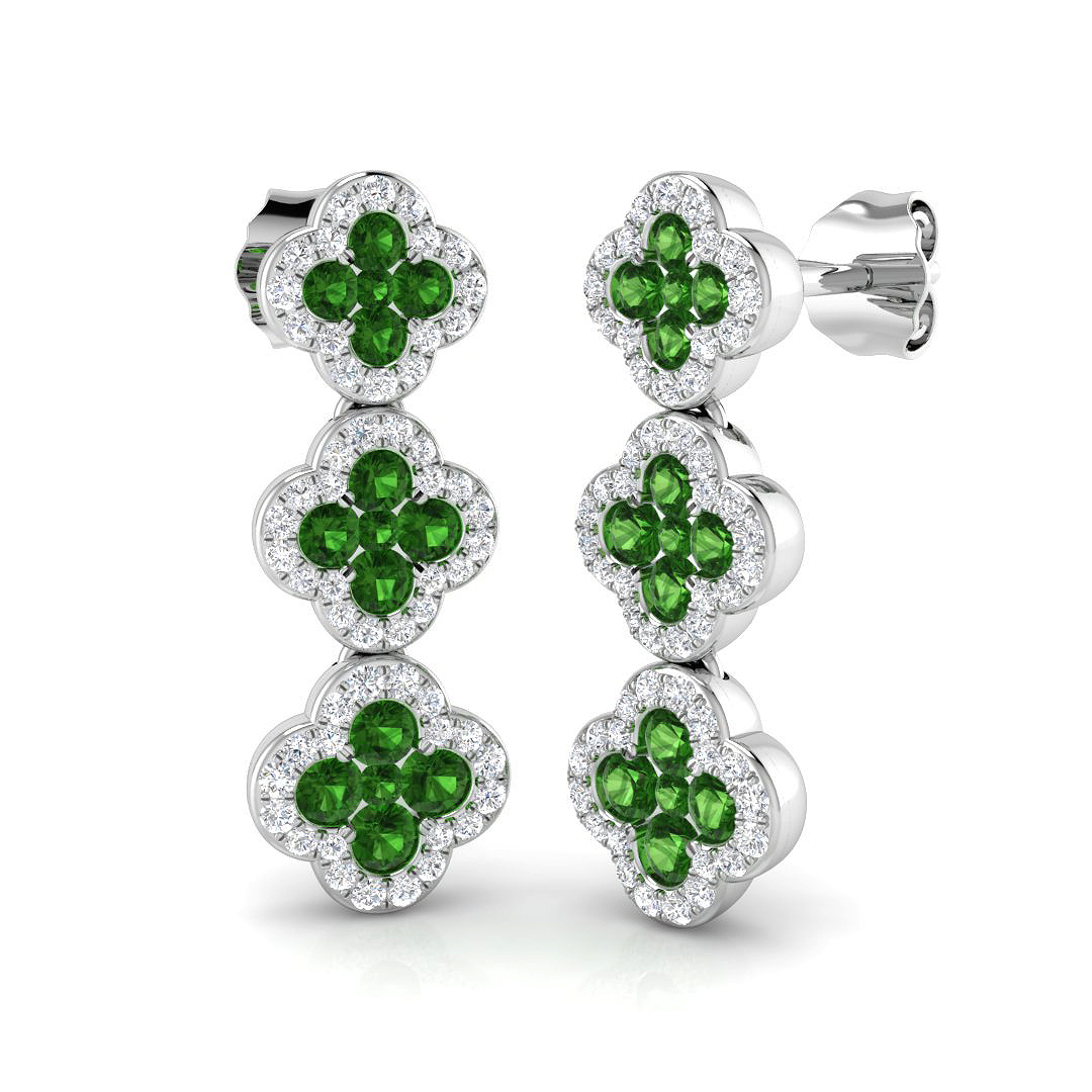Tsavorite Earrings in 18K White Gold