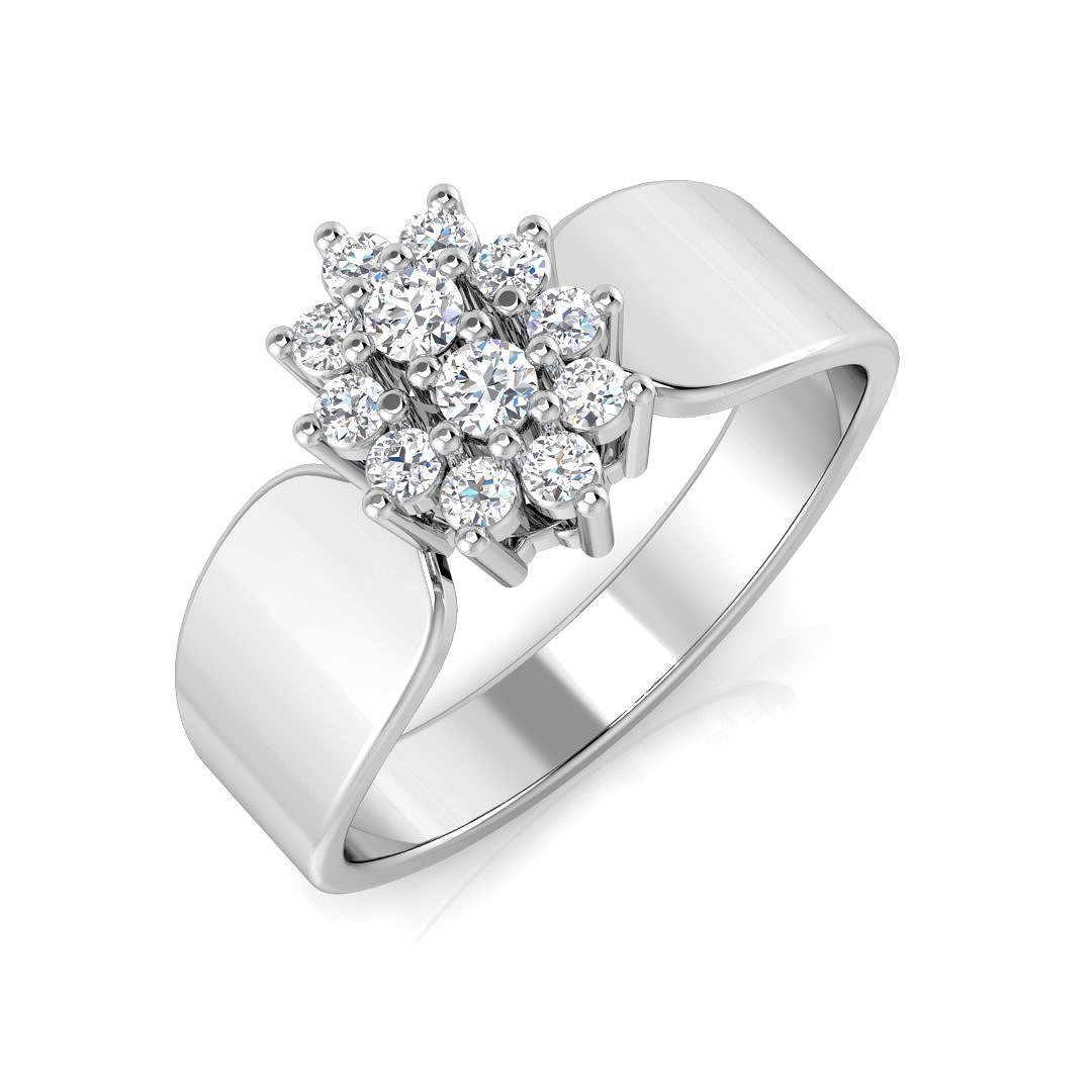 0.21ct Natural Diamond Cluster Ring in 14K White Gold