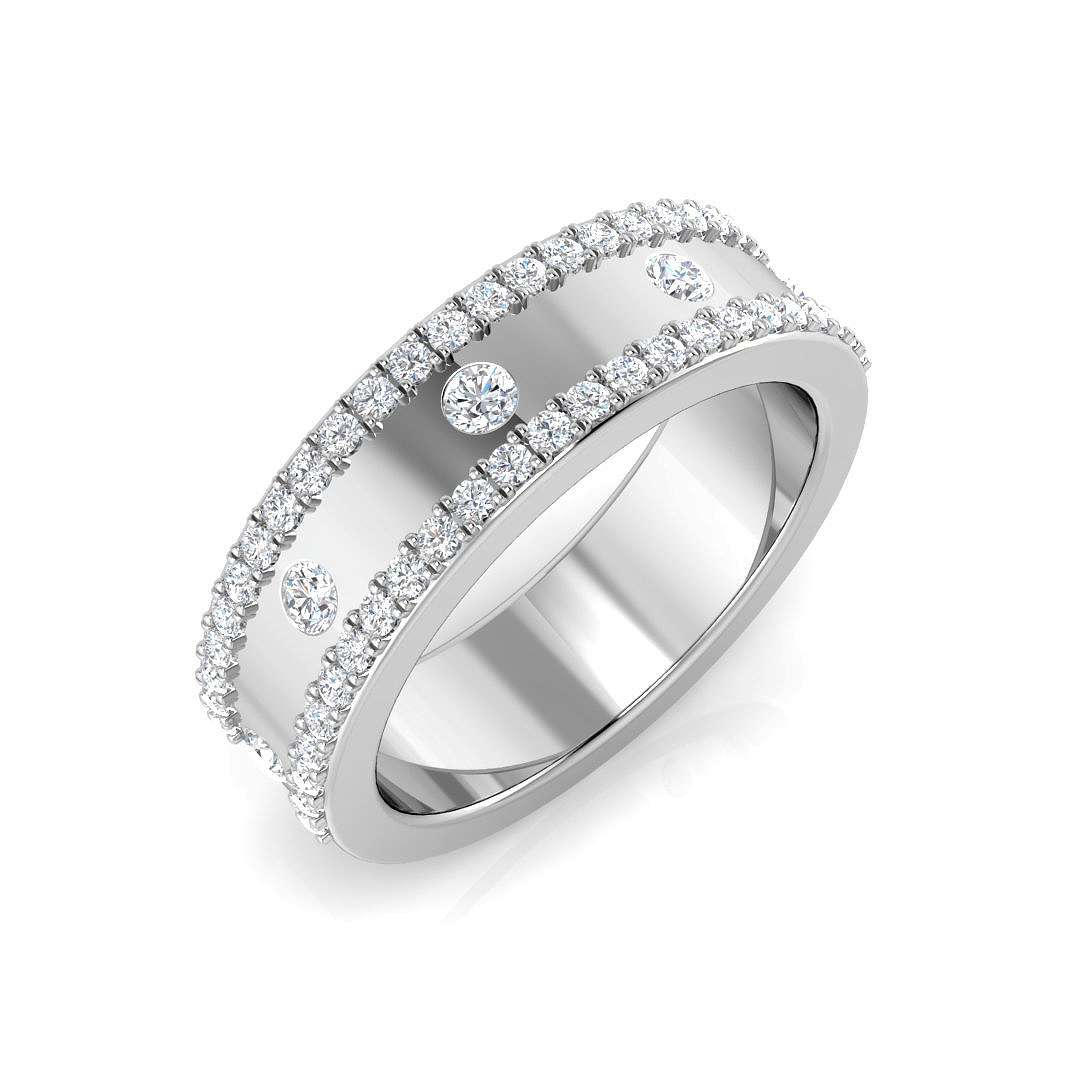 0.56ct Natural Diamond Half Eternity Ring in 18K White Gold