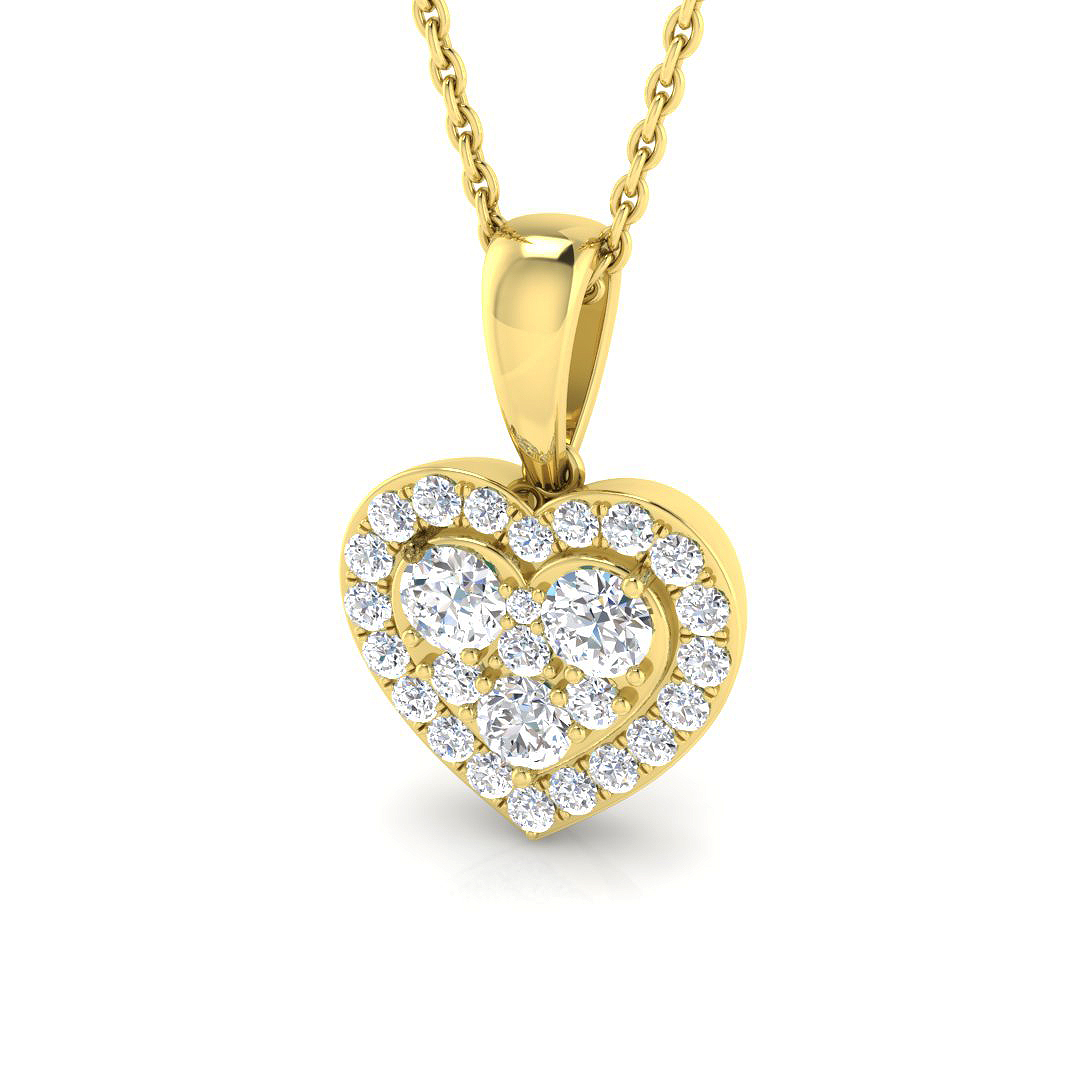 0.61ct Natural Diamond Heart Pendant in 9K Yellow Gold