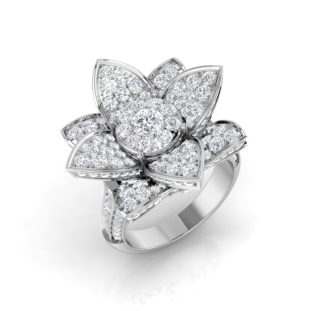 2.61ct Natural Diamond Pave Ring in 9K White Gold