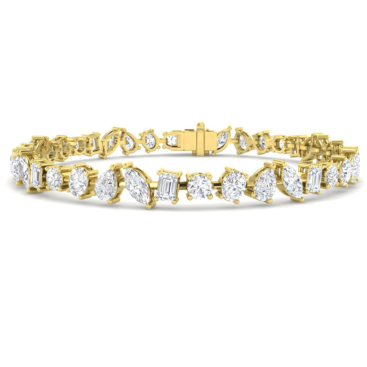 7.87ct Natural Diamond Tennis Bracelet in 9K Yellow Gold