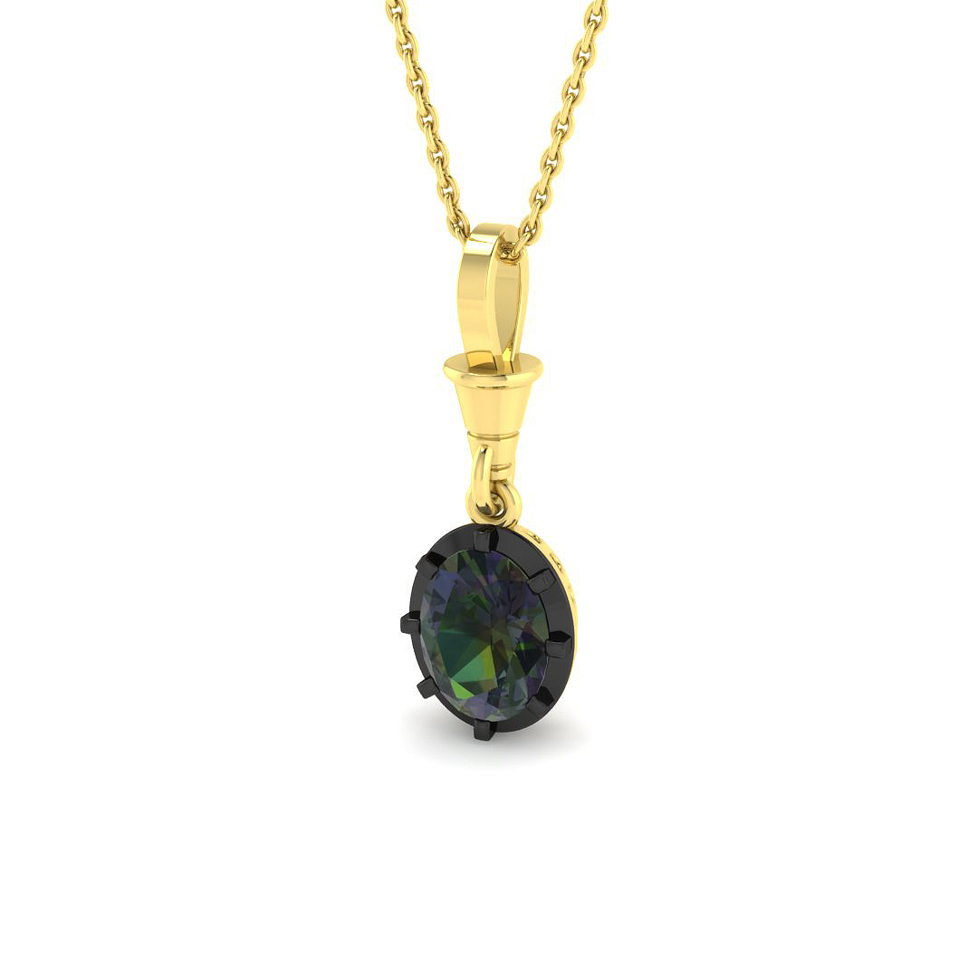 Teal Sapphire Pendant in 9K Yellow Gold