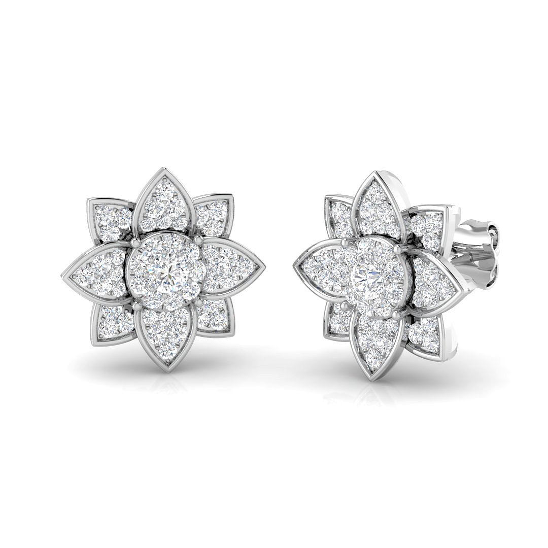 0.81ct Natural Diamond Shape Earrings in 9K White Gold