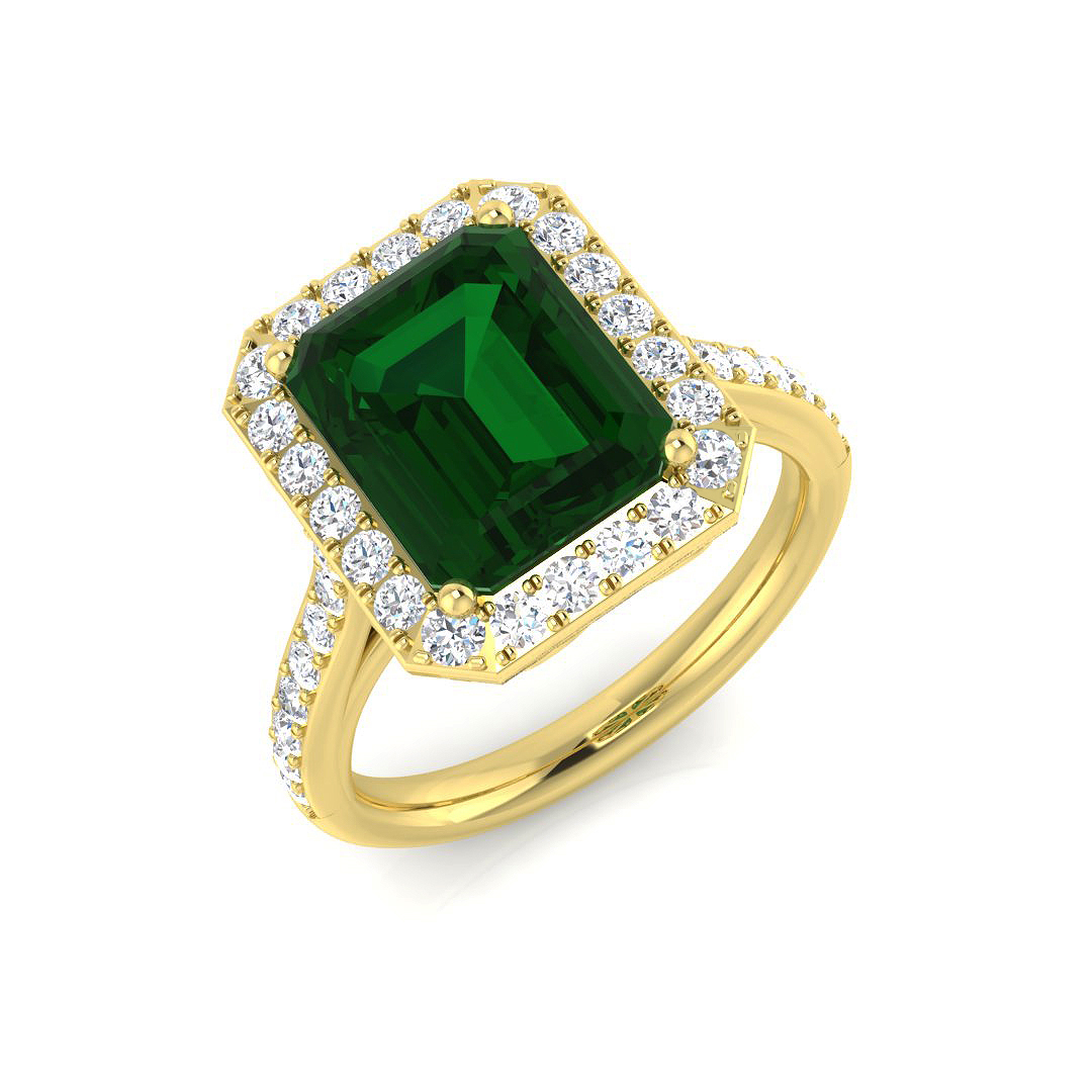 3.94ct Lab-Grown Diamond Halo Ring in 9K Yellow Gold