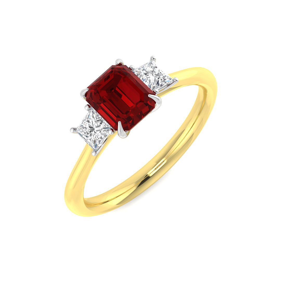 3 Stone Ring in 9K Yellow Gold