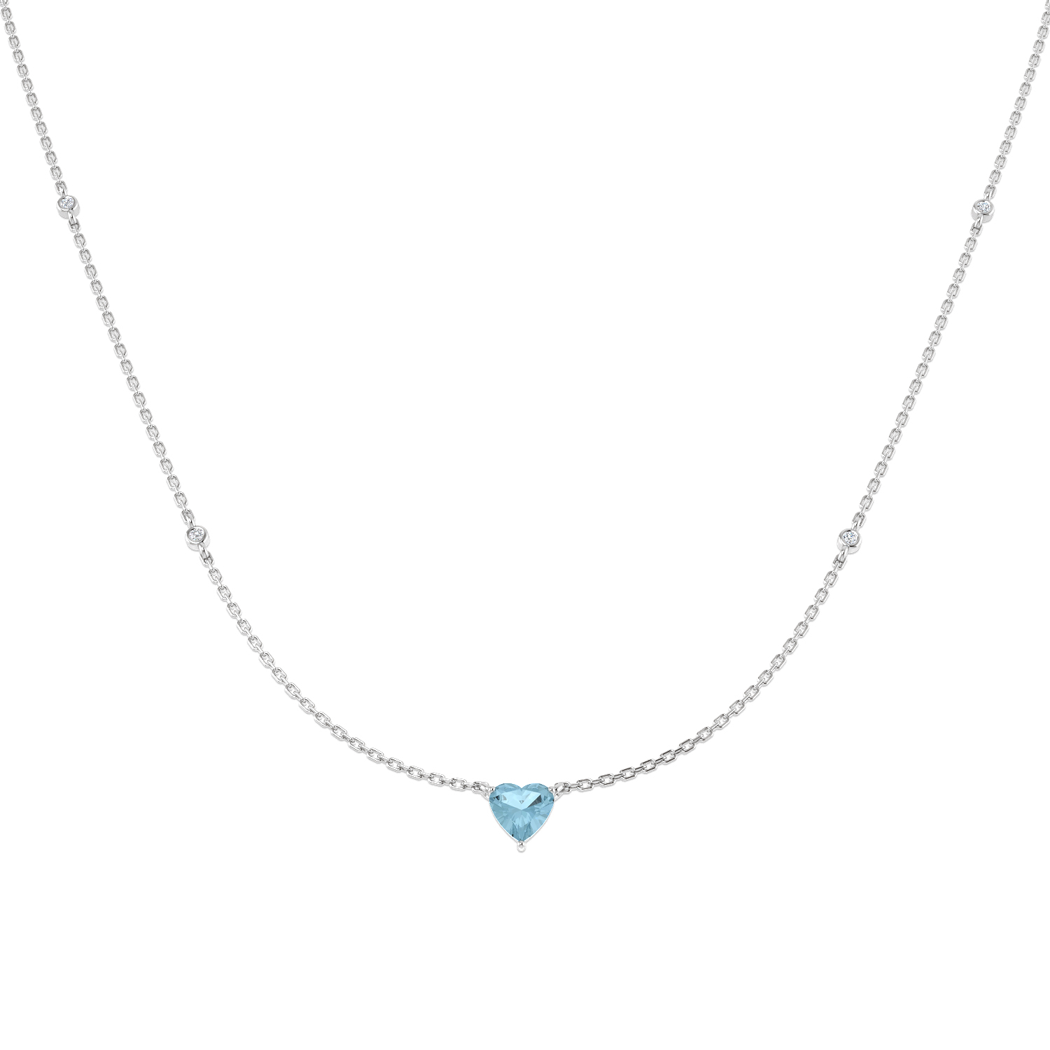Aquamarine Necklace in 9K White Gold