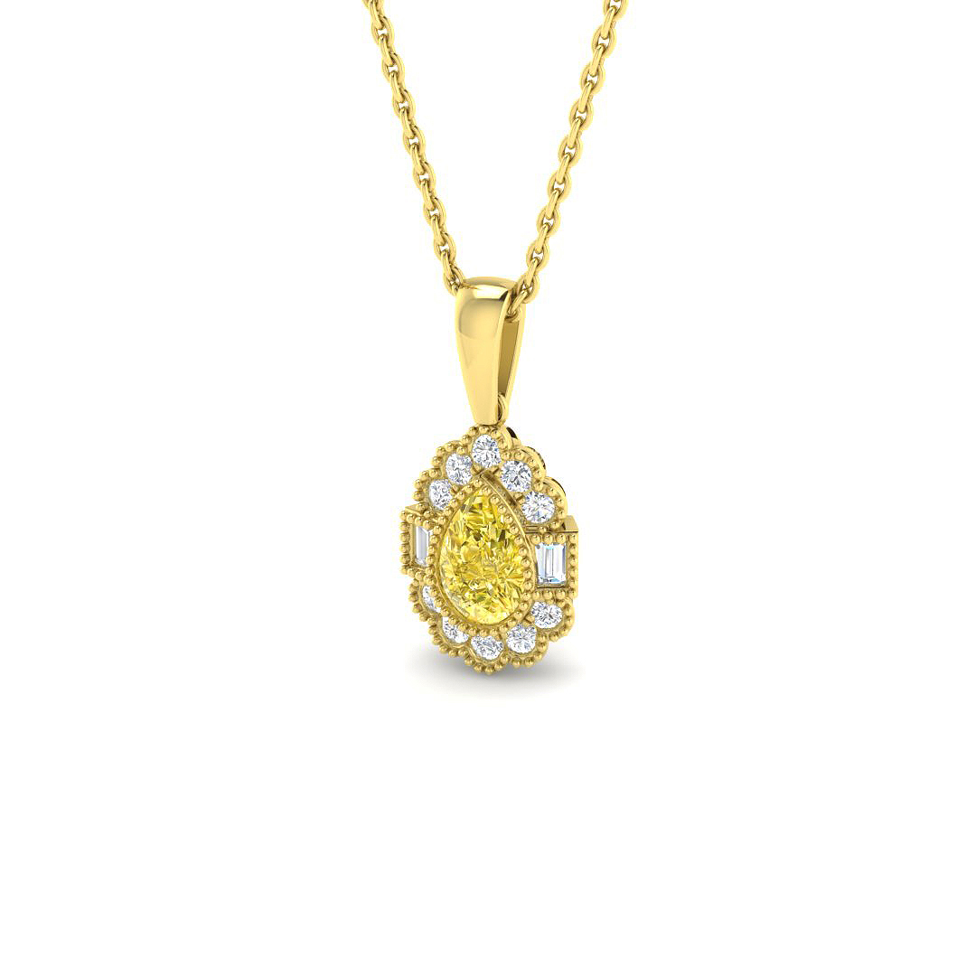 0.46ct Natural Diamond Vintage Pendant in 9K Yellow Gold
