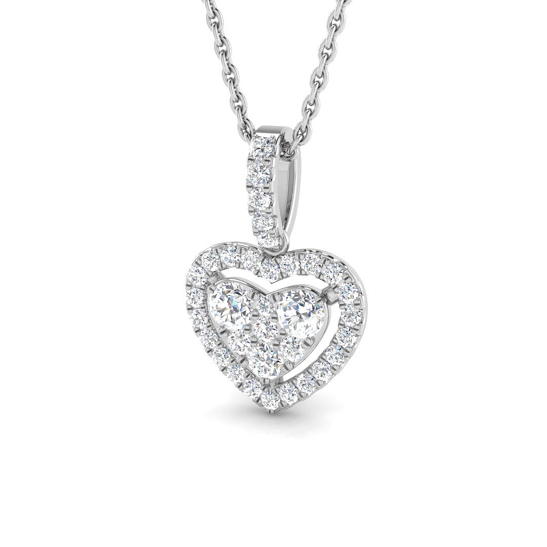 0.44ct Lab-Grown Diamond Heart Pendant in 9K White Gold